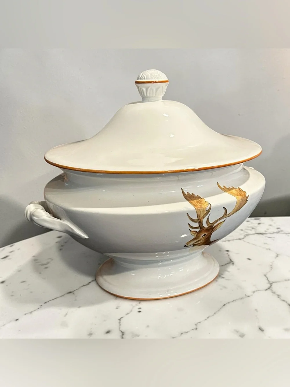 Vintage Este Ceramiche Italy Stag Deer Tureen – Neiman Marcus – Porcelain NWT